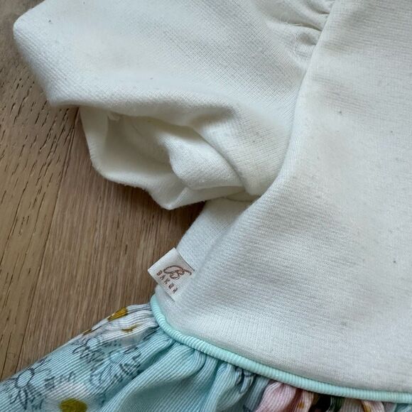 Ted Baker White Blue Floral Puff Sleeve Party Summer Dress Size 6-9 Months - Picture 7 of 8